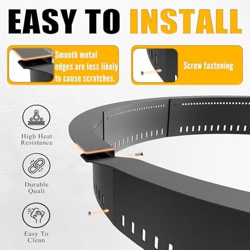 Smokeless Fire Pit Ring Insert - 60 Inch Outdoor Fire Pit Liner with Airflow Design for Efficient Burning, Durable Steel Construction, for Outdoor Camping by Fruyyzl - Image 4