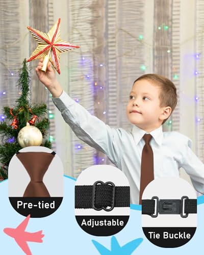 Boys Ties Kids Neckties Pre-tied Adjustable Zipper Skinny Neckties for School Uniforms Graduation4