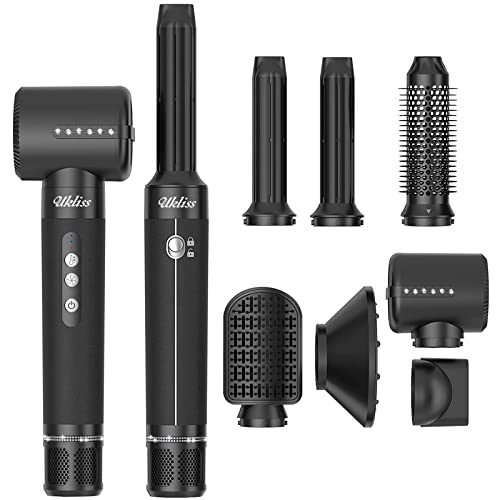 UKLISS 110000 U/Min Haartrockner mit Diamanten, 2023 Neuer 7 In 1 Air Haarstyler mit Haarföhn, Warmluftbürste, Lockenstab, Massage Heißluftbürste, Diffusor, Magnetdüse, Reisefön Für Zuhause, Reise Cover