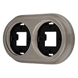 Aufputz Porzellan Retro Rahmen 2-fach, Serie QR1 graubeige