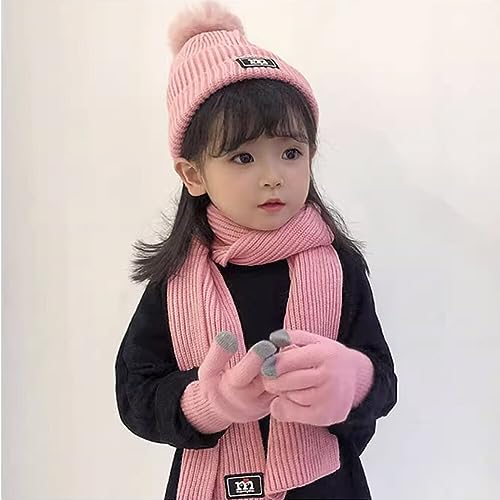 Unisex Winter Warm Knitted Scarf Beanie Hat and Gloves Set for Kids Toddler Children Boys and Girls 1-8 Years Old4