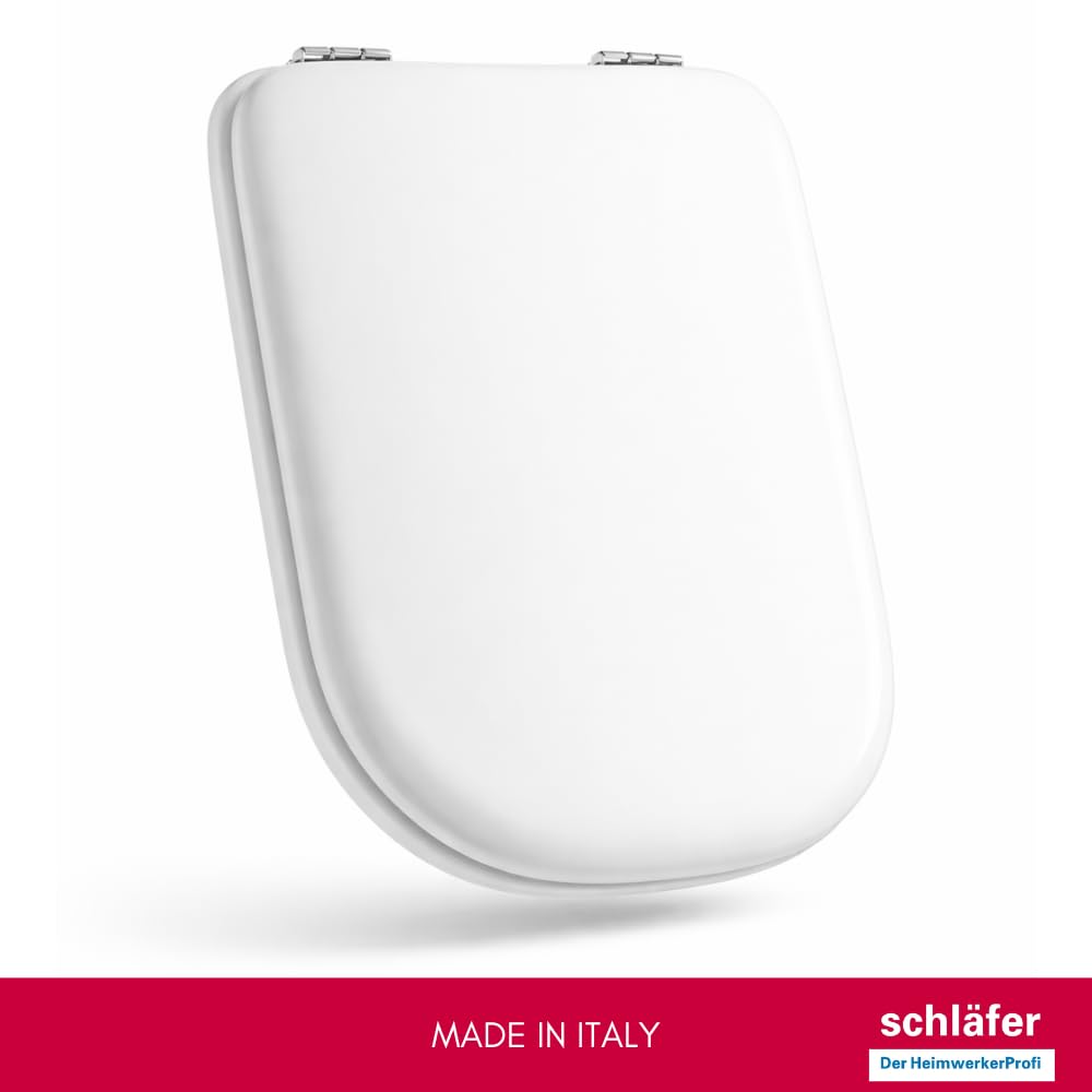Schläfer 4649101 Sedile Copriwater per Ideal Standard Serie Conca (T637801), Tavoletta WC in Termoindurente Bianco Lucido, Cerniere in Acciaio Inox a 45°, Ricambio con Forma Dedicata, 43 x 34,7 cm