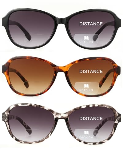 JOLISU 3 Pack Bifocal Reading Sunglasses for Women,2 in 1 Sun Readers with Spring Hinge &...