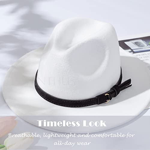 Image of Lisianthus Men & Women Vintage Wide Brim Fedora Hat | Classic Belt Buckle Decor, Adjustable Drawstring, Inner Breathable Sweatband, Timeless Style, Ideal for Travel & Daily