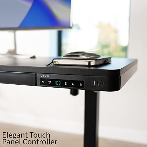 Vivo Electric Height Adjustable 60 X 24 Inch Stand Up Desk With Rear-Set Legs, Built-In Storage Drawer, Touch Panel Memory Controller, Usb Ports, Black Table Top, Black Frame, Desk-E-D60B #TOP7