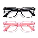 キッズ ブルー 遮光メガネ 女の子 男の子 2個パック コンピュータービデオゲームメガネ キッズ 3～10歳用 ブルーライトカット&頭痛防止