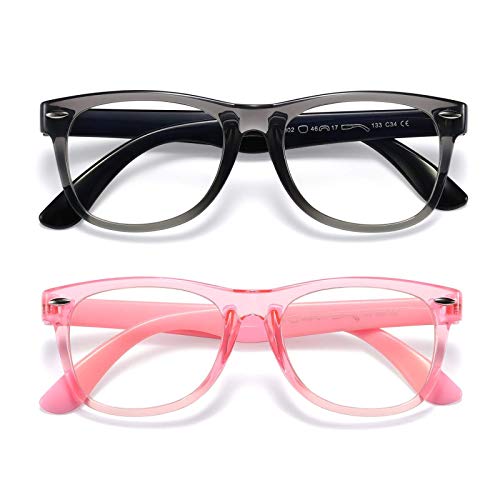 Gafas con bloqueo de luz azul para niños y niñas, paquete de 2, gafas para videojuegos, para ordenador para niños y niñas de 3 a 10 años, antiluz azul y dolor de cabeza