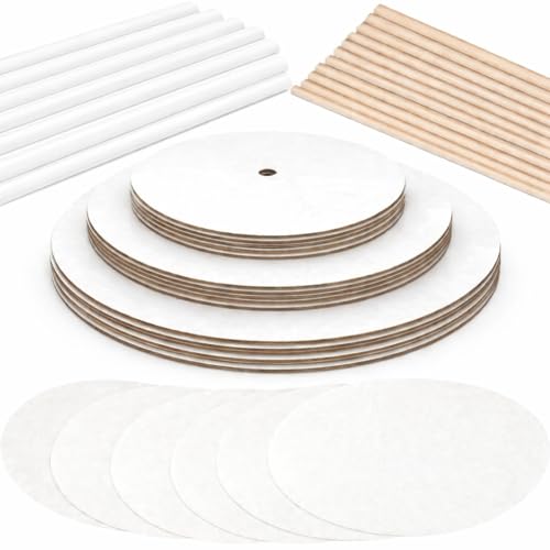 Little Ladle Cake Tier Stacking Kit - 10 Inch, 8 Inch, 6 Inch Cake Boards + Parchment Paper Rounds + Bamboo and Straw Cake Dowels For Tiered Cakes - 125 Pcs by Little Ladle - Used condition - US$21.19