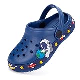 XPKWS Kids Clogs Boys Girls Garden Shoes Cartoon Slide Beach Slippers Quick Dry (Navy, 7 Toddler / 2