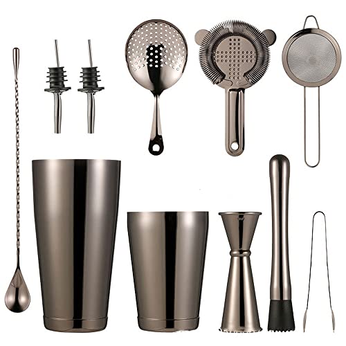 Set de cóctel 11 piezas kit bartender acero inoxidable negro miniatura 1