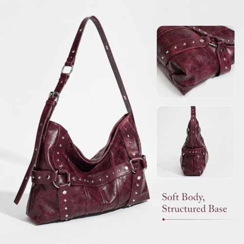 Image of Shoulder Purse for Women, Leather Women's Handbag Y2k Aesthetic Coquette Shoulder Bag Hobo Punk Trendy Ladies Purse