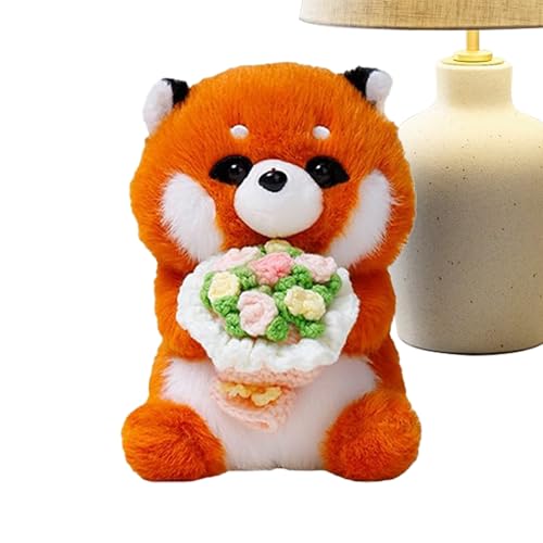 Peluche animale mignonne avec bouquet de fleurs pour un cadeau d'anniversaire romantique