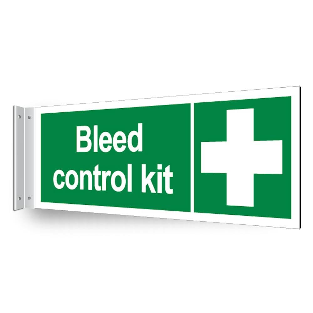 V Safety Bleed Control Kit - Corridor Sign 450 x 150 mm - 3mm Indoor Palboard Safety Sign