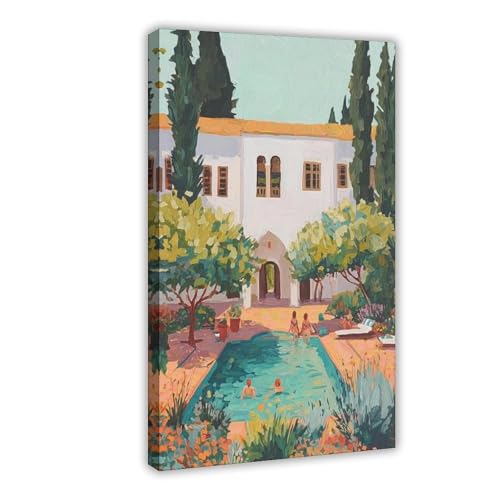 Poster sur toile villa méditerranéenne haute définition pour mur de chambre