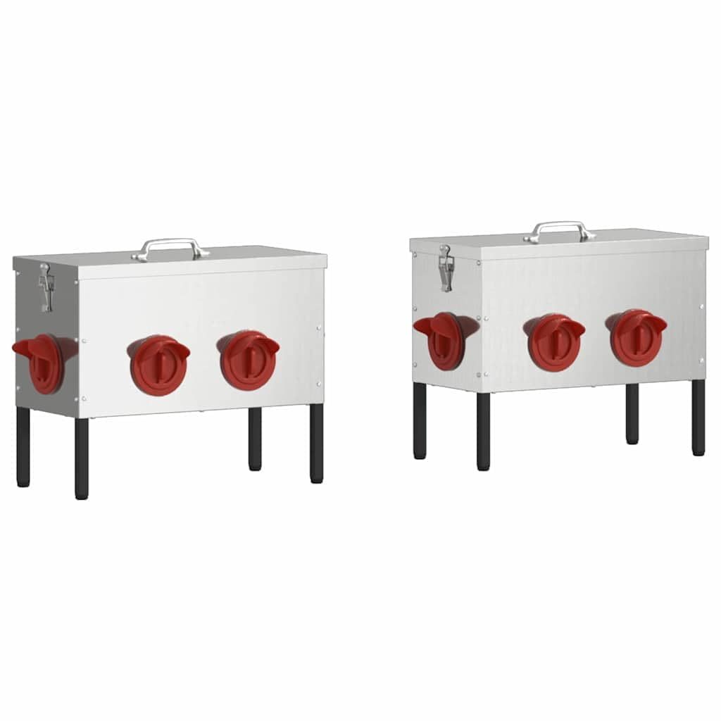 Genérico Comedero para Pollos 2 pcs Plateado 41,5 x 20,5 x 33 cm,Producto para Mascotas y Animales,Productos para Mascotas,Cuencos, comederos, y bebederos para mascotas-879989