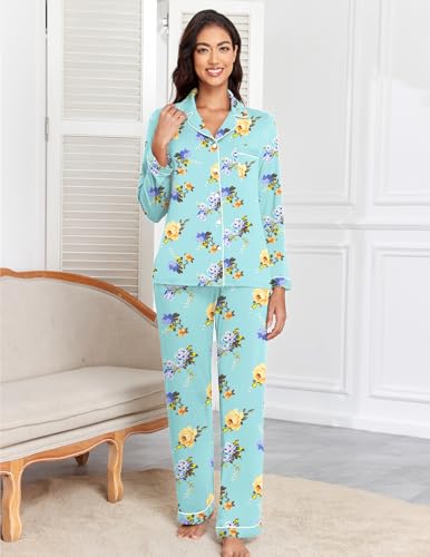 Image of Veseacky Women's Ribbed Knit Pajamas Set 2 Piece Warm Soft Loungewear Sleepwear Pjs S-XXL