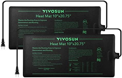 VIVOSUN 2 Pack Durable Waterproof Seedling Heat Mat 10" x 20.75" UL & MET-Certified Warm Hydroponic Heating Pad for Germination, Indoor Gardening, Greenhouse