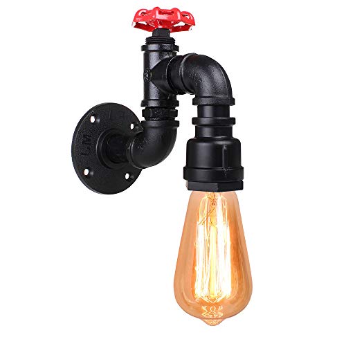 PETITES ECREVISSES Tubería de Agua Industrial Aplique de Pared, Vintage Metal Lámpara de luminaria Iluminación Decoración,Negro