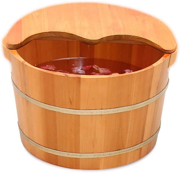 Bañera de pies de madera maciza con tapa