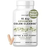 15 Day Advanced Colon Cleanse, Probiotics & Natural Herbs, Supports Detox & Gut Flora for Women & Men, with Cascara Sagrada, Psyllium Husk & Senna Leaf, 30 Capsules 1-2 Daily | 15 Day Cleanse
