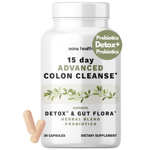 15 Day Advanced Colon Cleanse, Probiotics & Natural Herbs, Supports Detox & Gut Flora for Women & Men, with Cascara Sagrada, Psyllium Husk & Senna Leaf, 30 Capsules 1-2 Daily | 15 Day Cleanse