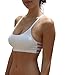 Blue 55 Women's Junior Padded Cut-Out Strappy Cotton Lace Crochet Racerback Bralette (White Wings)
