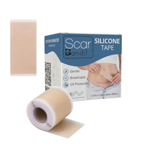 Scar Bandit Silicone Scar Sheets Tape for Surgical Scars, C-Section, Tummy Tuck & Keloid Bump Removal – Flexible, Breathable Silicone Scar Treatment Strips for Post Surgery Recovery, 5.9 x 118 in Scar Bandit Silicone Scar Sheets Tape for Surgical Scars, C-Section, Tummy Tuck & Keloid Bump Removal – Flexible, Breathable Silicone Scar Treatment Strips for Post Surgery Recovery, 5.9 x 118 in