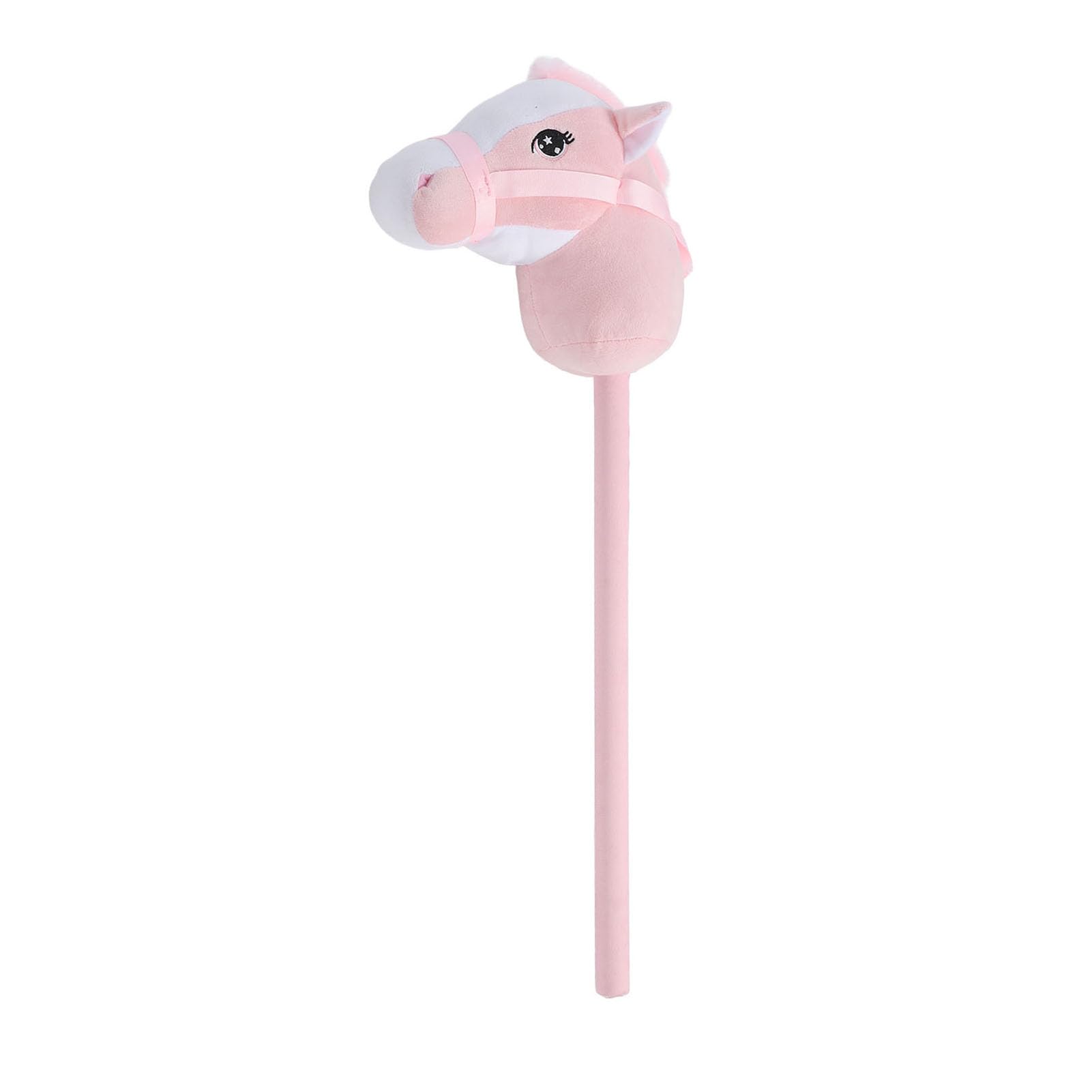 Chrees Bastón de caballo para el tiempo libre, 70 cm de felpa y PVC dibujos animados, felpa simulada, hecho a mano (rosa)