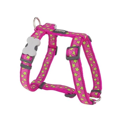 Red Dingo Desinger arnés del Perro, Color Rosa y Estrellas (20 mm x Cuello: 36 – 59 cm/Cuerpo 45 – 66 cm) M