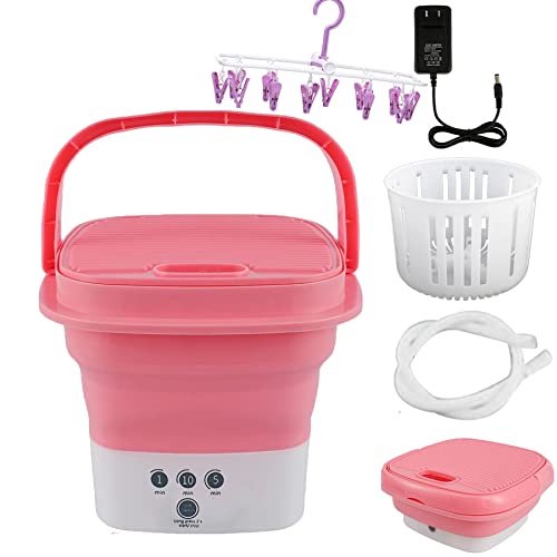 Portable washing Machine,Foldable Mini Washing Machine, Small Washer for Baby Clothes, Underwear or Small Items, Apartment, Dorm, Camping, RV Travel laundry- Gift Choice (Pink)
