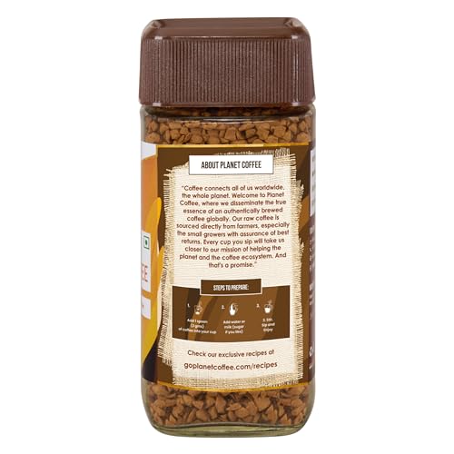 Image of Planet Coffee | CLASSIC Caramel Coffee | 50 Gms Jar | Pure Arabica | Freeze-Dried Instant Coffee | No Added Sugar | Makes 25 Cups | Medium Roast | Flavoured Coffee