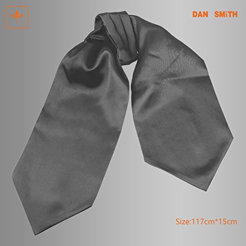 Dan Smith Grey Solid Mens Ascot Romance Fabric Dress Boyfriend Polyster Cravat Dra7E01M Grey #TOP2