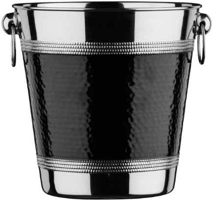 Premier Housewares 507784 Champagne Bucket with Hammered Black Band - Stainless Steel