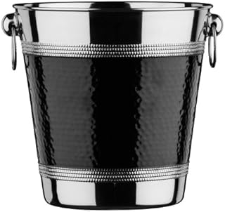 Premier Housewares 507784 Champagne Bucket with Hammered Black Band - Stainless Steel