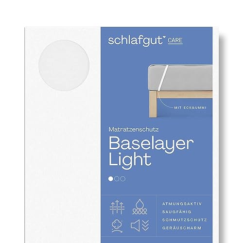 Schlafgut Light Molton Matratzenschoner 120x200 aus 100% atmungsaktiver Baumwolle, Matratzenauflage mit Eckgummis