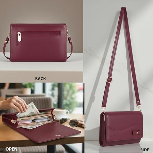 Image of ALSU Women's Sling Bag | Cross body bag| Side bag| Credit car slots| zipper pockets| detachable straps| adjustable straps| daily use| phone pockets