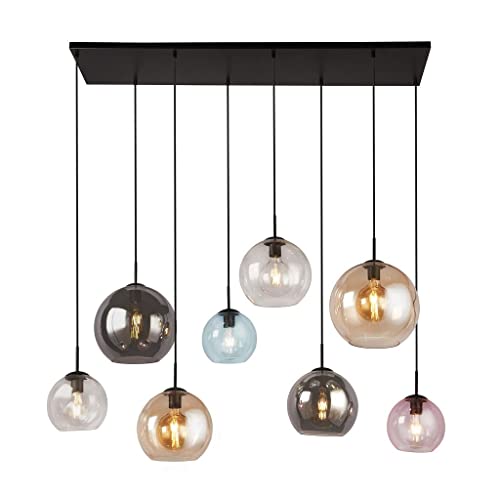 Searchlight Mardi Gras II Mardi Gras 8 Light Bar Pendelleuchte Mattschwarz, Color Glasschirme
