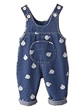 Echinodon Jeans Overall Baby Latzhose mit Apfel-Print Kleinkind Mädchen Jeanshose Jungen Denim Hose A 86