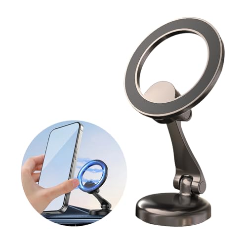 Osilly Car Phone Mount, 360° Rotation Magnetic Vehicle Suction Cell Phone Holder, Hands Free Automotive Dashboard Smartphone Bracket Accessories, Universal for SUV, Sedan, Truck (Gun Color)