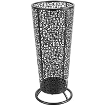 Deco 79 Metal Geometric Cone Shaped Umbrella Stand with Circular Ring Base, 11" x 11" x 25", Black