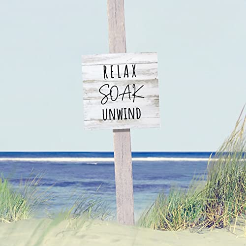Panneau mural en bois Relax Soak Unwind pour sdb chaleureuse