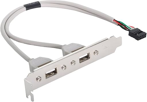 HDMIHOME 40cm Dual USB 2.0 A Type Female to Motherboard 9 Pin Header Cable with PCI Bracket Screw Panel