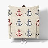 Kuscheldecken XXL 180x200 cm Weich Flauschig Meer Anker Druck Flanell Fleecedecke, Hell Kuscheldecke Warm TV Sofadecke Tagesdecke Kinderdecken, Wohndecke Für Bett