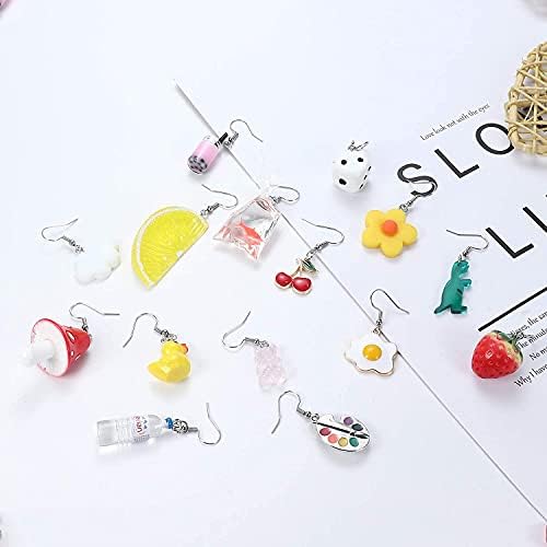 LOLIAS 15 Pairs Stainless Steel Ear Hook Resin Drop Earrings Gummy Bear Aesthetic Earrings for Women Girls Jewelry Eardrop Cute Earrings Novelty Earrings Set