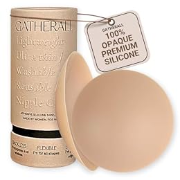 Gatherall Nipple Covers for Women - Reusable Sticky Invisible Silicone Pasties with Travel Tube - 4 Shades Available (Cream)