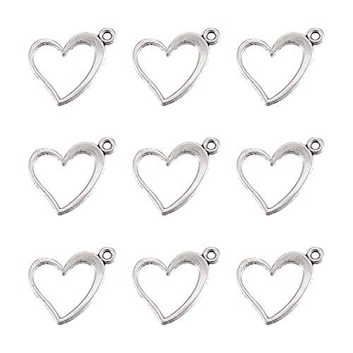 Pandahall 50Pcs Antique Silver Heart Alloy Charms 13x15x1mm Tibetan Style