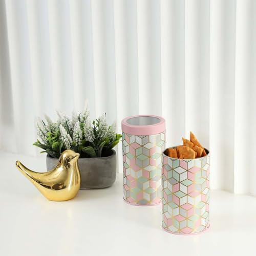Image of Maroc Collection Airtight Kitchen Container Set| 1400ML- Set of 2| Food Grade Metal Storage Jars for Rice, Besan, Flour & Grains| Leakproof, Moist-Proof X-Large Canisters| Moroccan Pink Pastel