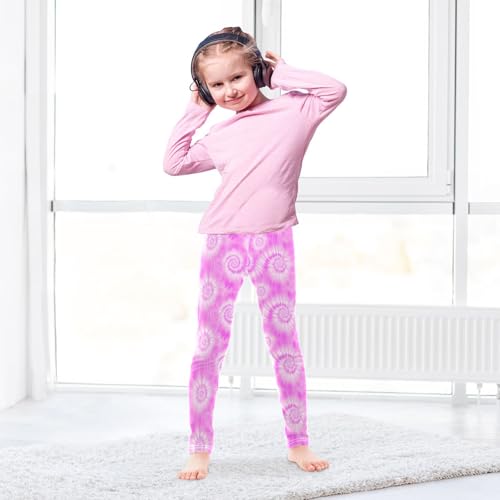 ALAZA Girls' Leggings Children's Yoga Pants Skinny Printed Dance Hotpink Tie Dye Comfortable 4T3