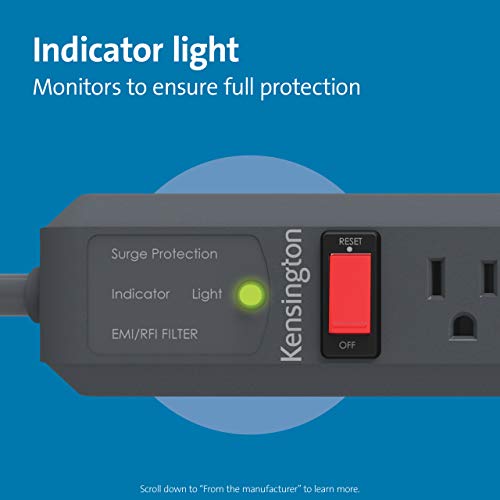 Kensington Guardian 6 Outlet, 15-Foot Cord, & 540 Joules Premium Surge Protector (K38215Na) #TOP3