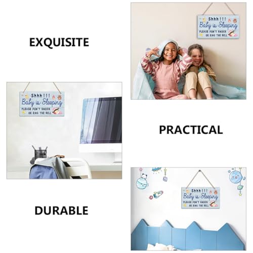 Letrero de madera para niños con cuerda de lino para puerta de dormitorio 7
